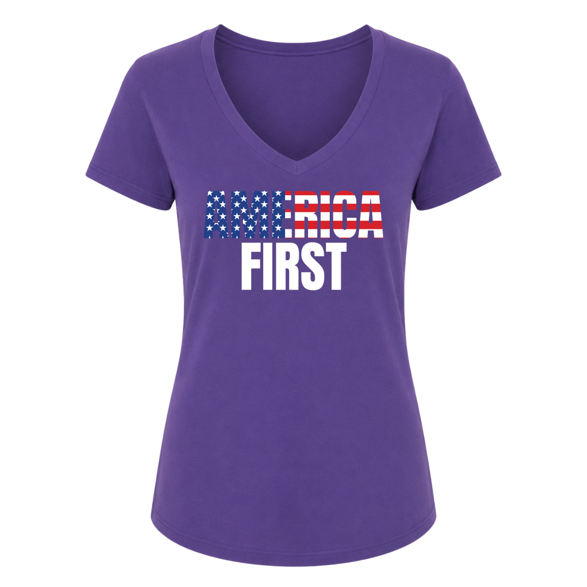 USA America Female V-Neck