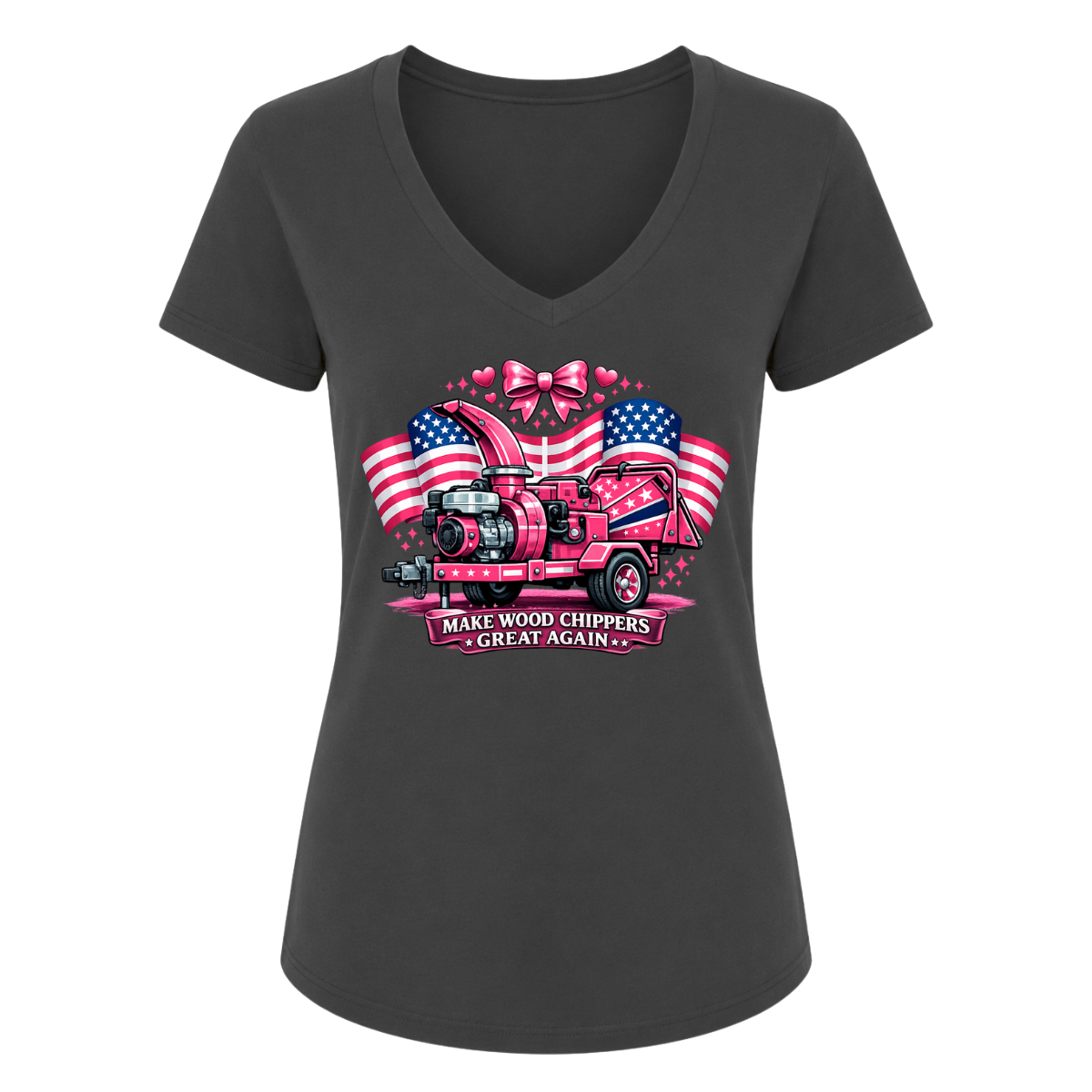Make Wood Chippers Great Again Pink Female V-Neck
