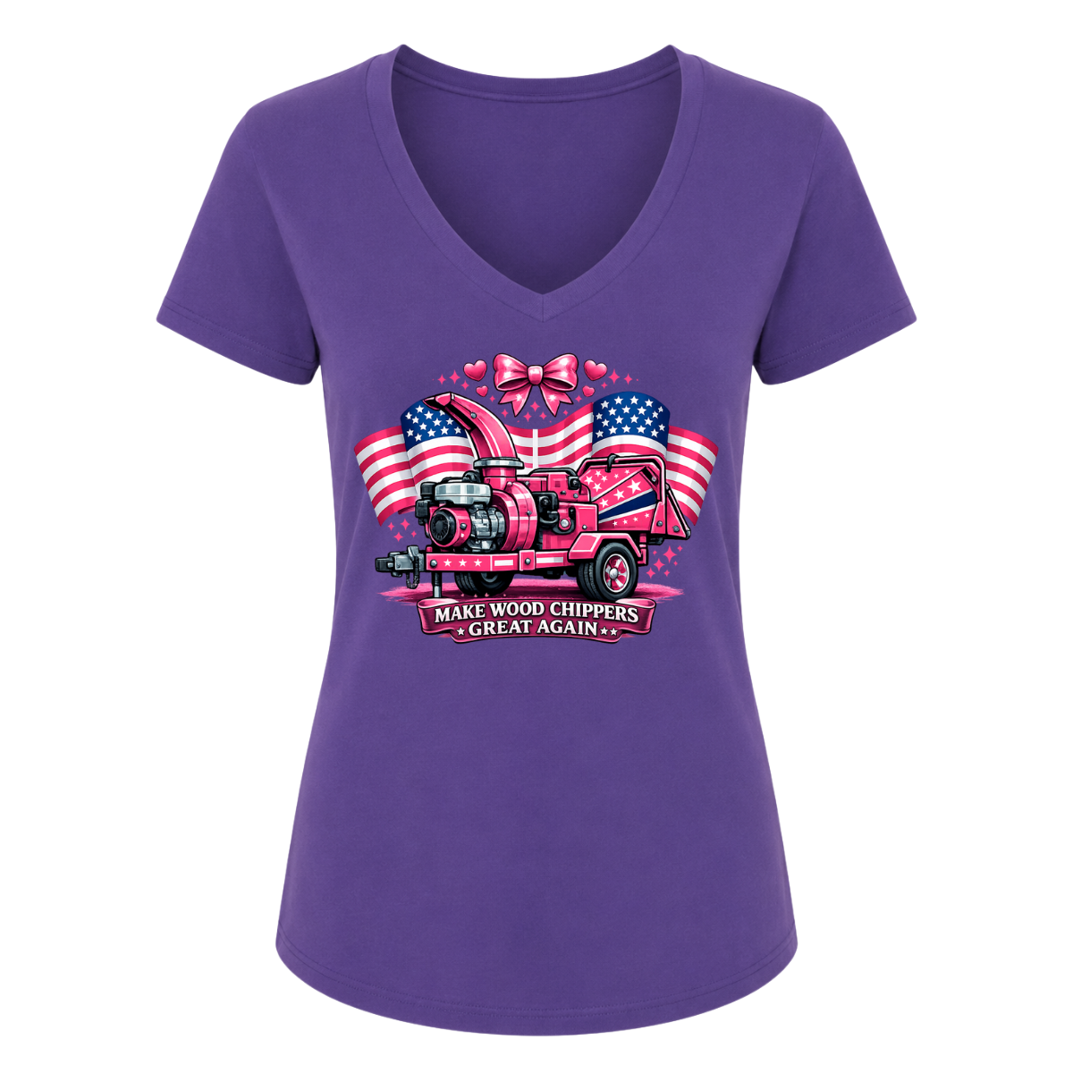 Make Wood Chippers Great Again Pink Female V-Neck